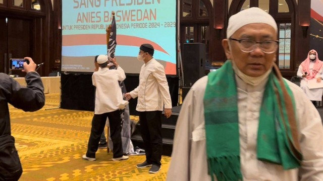 Amsori terlihat ditengah tamu undangan Majelis Sang Presiden Deklarasi Anies Baswedan Capres 2024 di Hotel Bidakara grand Pancoran, Jakarta Selatan, Rabu (8/6). Foto: Haya Syahira/kumparan