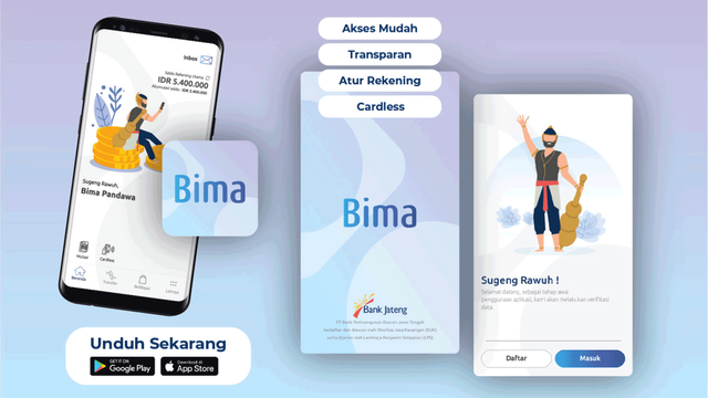 Tampilan Bima Mobile, m-Banking Bank Jateng. Foto: Bank Jateng