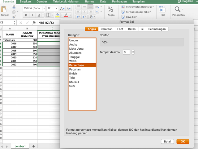 Cara Menghitung Kenaikan Persen Di Excel Secara Cepat Dan Otomatis ...