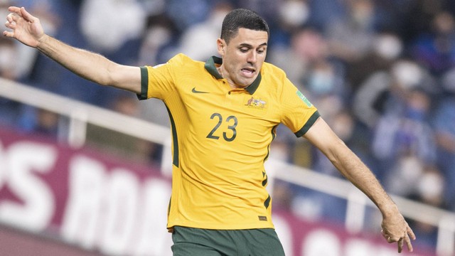 Pemain depan Australia Tomas Rogic saat pertandingan sepak bola grup B Kualifikasi Asia Piala Dunia Qatar 2022 antara Jepang dan Australia, di Stadion Saitama di Saitama, pada 12 Oktober 2021. Foto: Charly Triballeau/AFP