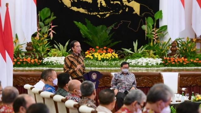 Presiden Jokowi di pembukaan Rapat Koordinasi Nasional Pengawasan Intern Pemerintah Tahun 2022, di Istana Negara, Jakarta, Selasa (14/6/2022). Foto: Muchlis Jr/Biro Pers Sekretariat Presiden