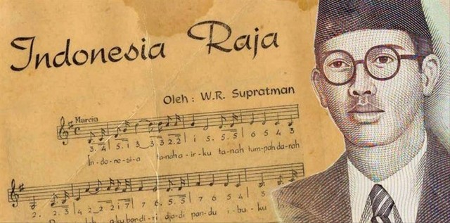 Lagu Indonesia Raya dan Wage Rudolf Supratman. Foto: dok Lampost