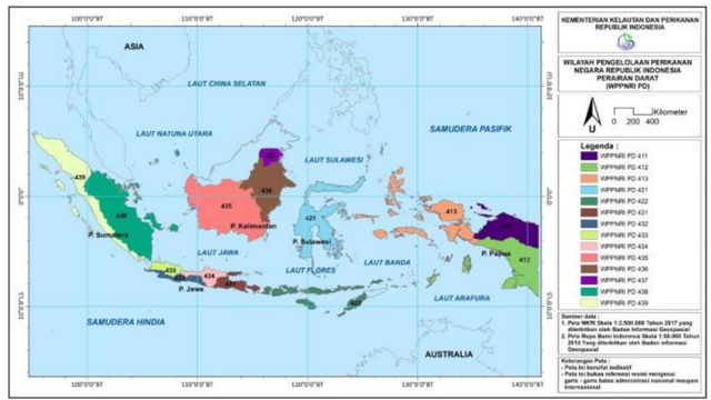 Pembagian WPPNRI PD (sumber : Permen KP Nomor 9/Permen-KP/2020 Wilayah Pengelolaan Perikanan Negara Republik Indonesia Perairan Darat)