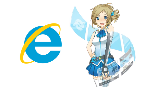 Internet Explorer icon with its official anime personification, Inori Aizawa (Source: Microsoft Singapore)