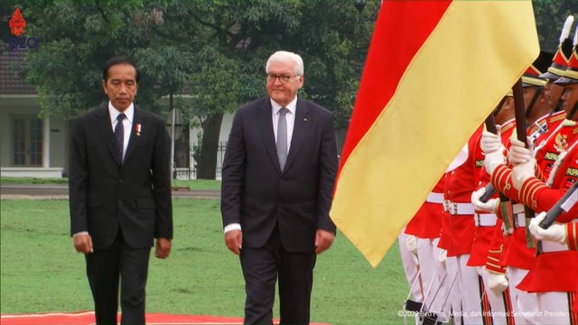 Presiden Jokowi bersama Presiden Republik Federal Jerman Frank-Walter Steinmeier di Istana Bogor, Kamis (16/6/2022). Foto: Youtube/Sekretariat Presiden