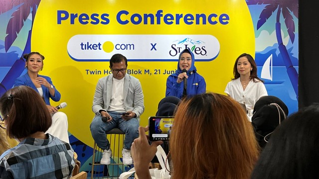 Press Conference tiket.com dan St. Ives di Jakarta, Selasa (21/6/2022).
 Foto: Anggita Aprilyani/kumparan