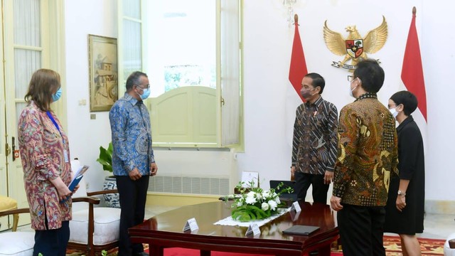 Presiden Jokowi terima Dirjen WHO Tedros Adhanom Ghebreyesus di Istana Merdeka, Jakarta, Selasa (21/6/2022). Foto: Muchlis Jr/Biro Pers Sekretariat Presiden