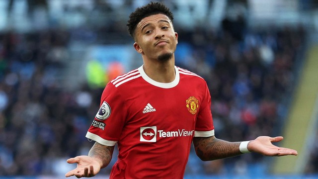 Selebrasi pemain Manchester United Jadon Sancho saat melawan Manchester City pada pertandingan Liga Inggris di Stadion Etihad, Manchester, Inggris. Foto: Carl Recine/Reuters