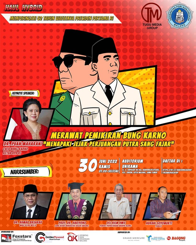 Poster haul Bung Karno yang akan dilaksanakan di Unikama secara hybrid. dok