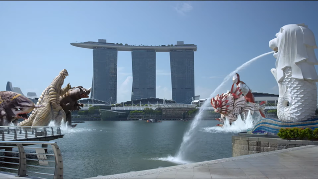 Salah satu lokasi keberadaan Ultraman melawan serangan monster di Singapura. Foto: Youtube Visit Singapore