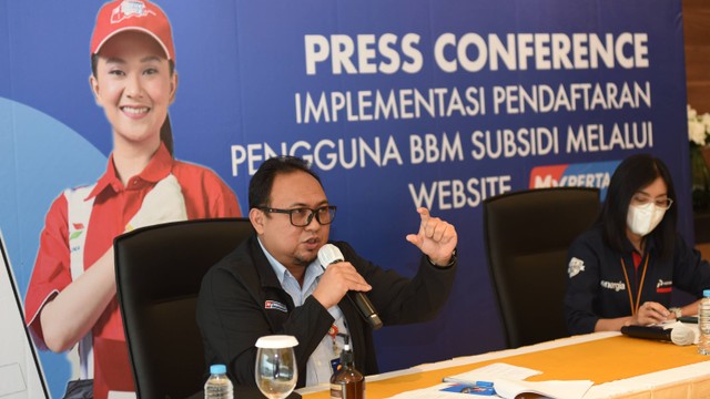 Corporate Secretary PT Pertamina Patra Niaga Irto Ginting dalam konferensi pers MyPertamina di Jakarta, Kamis (30/6/2022). Foto: Dok. Pertamina