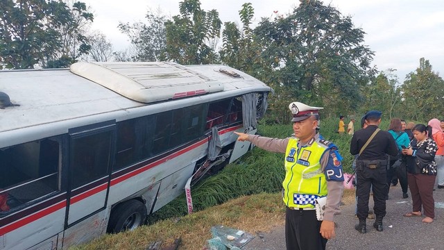 Bus Primajasa dan truk ayam kecelakaan di Tol Cipali KM 93. Foto: Dok. Istimewa