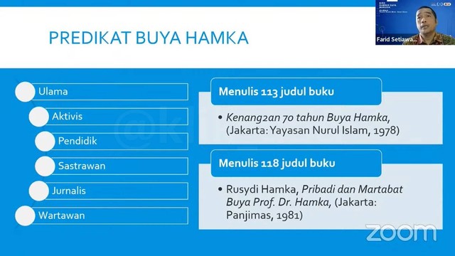 Dr. Farid Setiawan, M.Pd.I., pembicara Bincang Buku “Lembaga Budi” Karya Prof. Dr. Hamka yang diselenggarakan PPKn Universitas Ahmad Dahlan (UAD) (Foto: Farida)