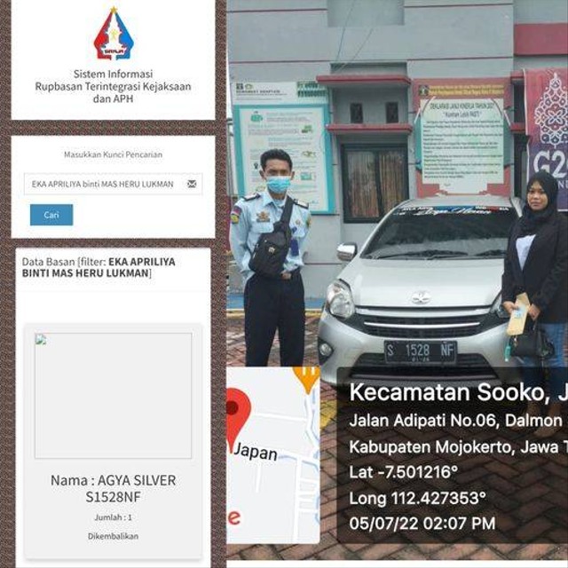 Siraja Rupbasan Mojokerto Kembalikan Mobil Sitaan Kepada Masyarakat (Foto:HumasRupMoker)