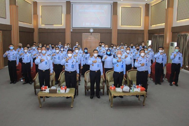 Karupbasan Mojokerto Hadir Langsung Saat Kemenkumham Jatim Uji Coba Kunjungan Tatap Muka (Foto:HuasRupMoker)