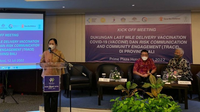 Kick off meeting Dukungan Last Mile Delivery Vaccination COVID-19 (Vaccine) dam Risk Communication and Community Engagement (trace) Provinsi Bali, Selasa, (12/7/2022) - IST