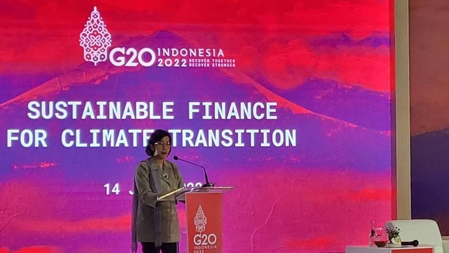 Menteri Keuangan Sri Mulyani dalam rangkaian G20: Sustainable Financing for Climate Transition di Nusa Dua Bali, Kamis (14/7/2022). Foto: Nicha Muslimawati/kumparan