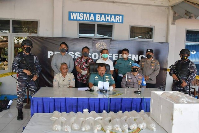 Pangkalan TNI AL Banyuwangi berhasil gagalkan upaya penjualan ribuan Baby Lobster. Foto: Dok. Kadispen Lantamal V