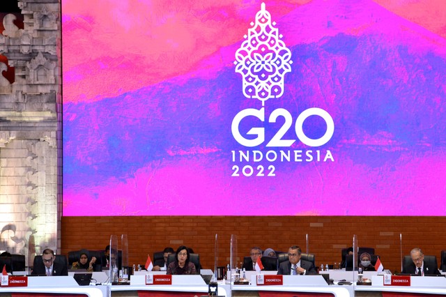 Suasana pertemuan 3rd Finance Ministers and Central Bank Governors (FMCBG) G20 di Nusa Dua, Badung, Bali, Jumat (15/7/2022). Foto: ANTARA FOTO/POOL/Fikri Yusuf
