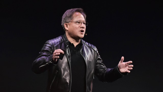 CEO Nvidia Jensen Huang berbicara saat konferensi pers di The MGM selama CES 2018 di Las Vegas pada 7 Januari 2018. Foto: Mandel Ngan / AFP