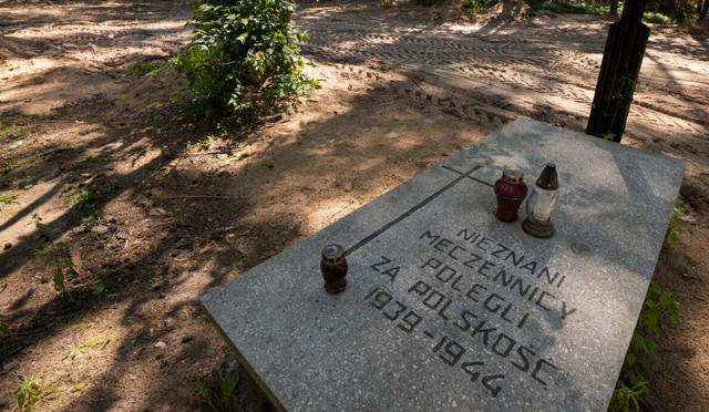 Sebuah kuburan peringatan di dekat lokasi di mana abu ditemukan. Foto:  Polish Institute of National Remembrance (IPN)