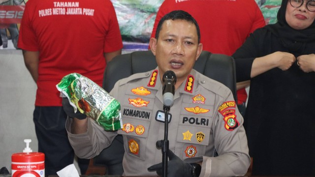 Jumpa pers kasus peredaran narkotika di Mapolres Metro Jakarta Pusat. Foto: Dok. Polres Metro Jakarta Pusat