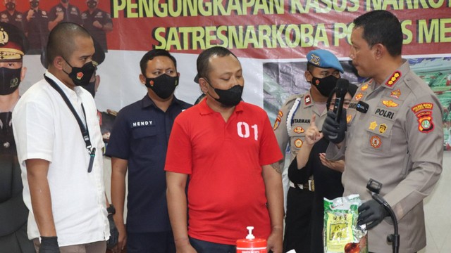 Jumpa pers kasus peredaran narkotika di Mapolres Metro Jakarta Pusat. Foto: Dok. Polres Metro Jakarta Pusat