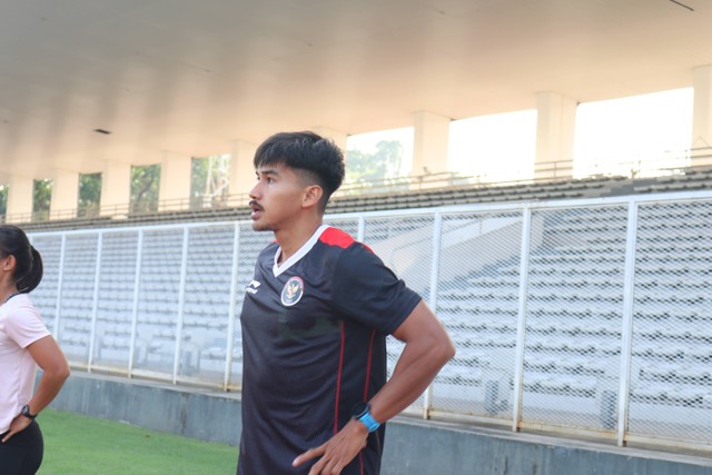 Wahyu Setiawan saat sedang latihan di Stadion Madya, Senayan