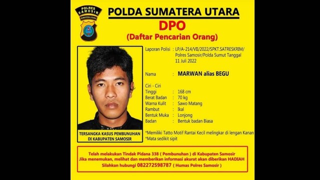 Informasi DPO pembunuh Pasutri di Samosir. Foto: Dok. Istimewa