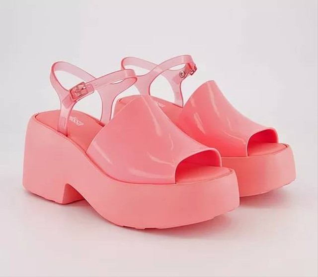 pink platform wedges
