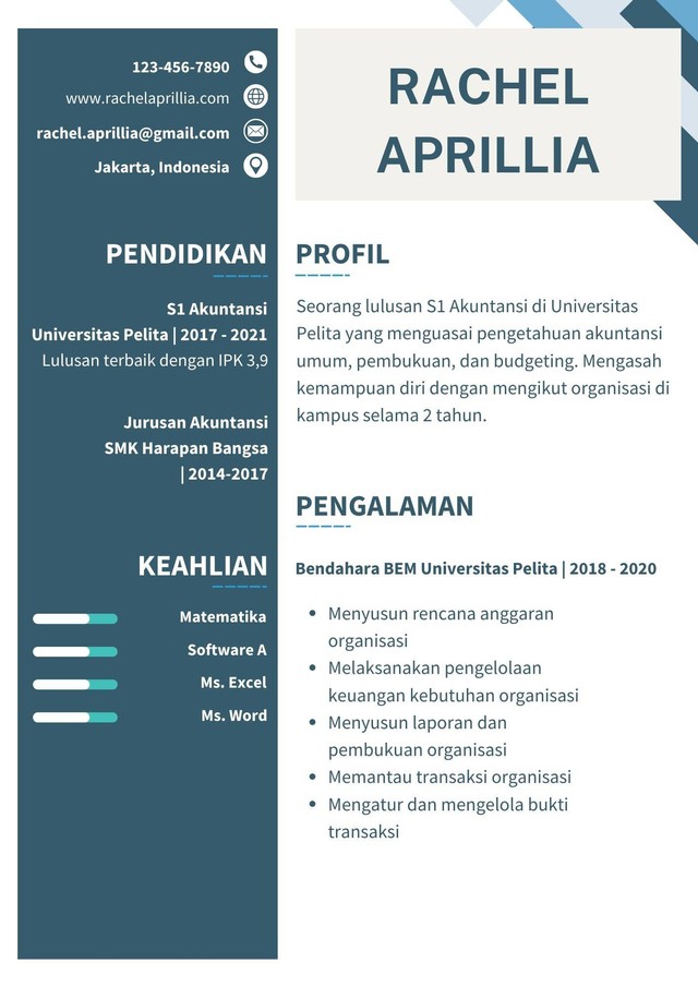 8 Contoh Cv Mahasiswa Magang And Kuliah Untuk Referensi 1940