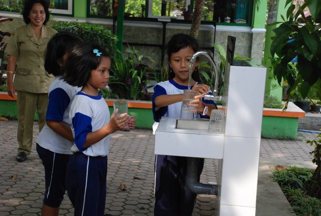 Kran air siap minum Perumda Tugu Tirta di SDN Tunjung Sekar Kota Malang. Elmy Diah/Dokumen pribadi