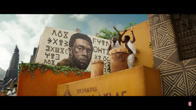 Mural Chadwick Boseman di trailer Black Panther: Wakanda Forever. Foto: Marvel Entertainment