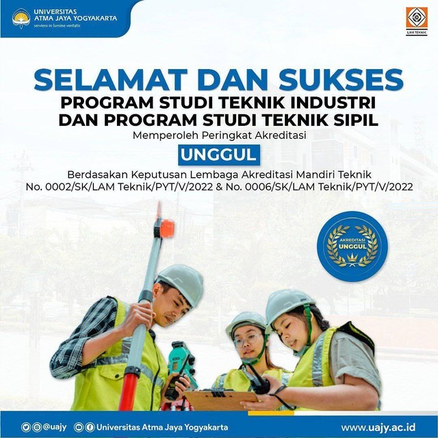 Prodi S1 Teknik Sipil dan Teknik Industri UAJY raih akreditasi unggul. Foto: istimewa