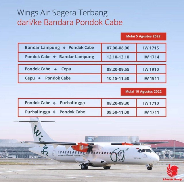 Mulai 5 Agustus, Wings Air Terbang Perdana Lampung-Jakarta via Pondok Cabe (1)