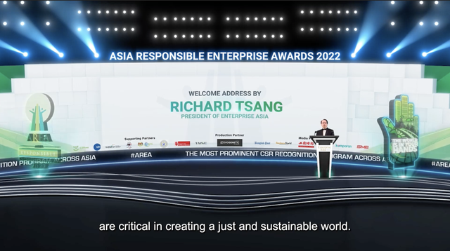 President Enterprise Asia, Richard Tsang, memberi sambutan saat penganugerahan AREA. Foto: Dok. Enterprise Asia 