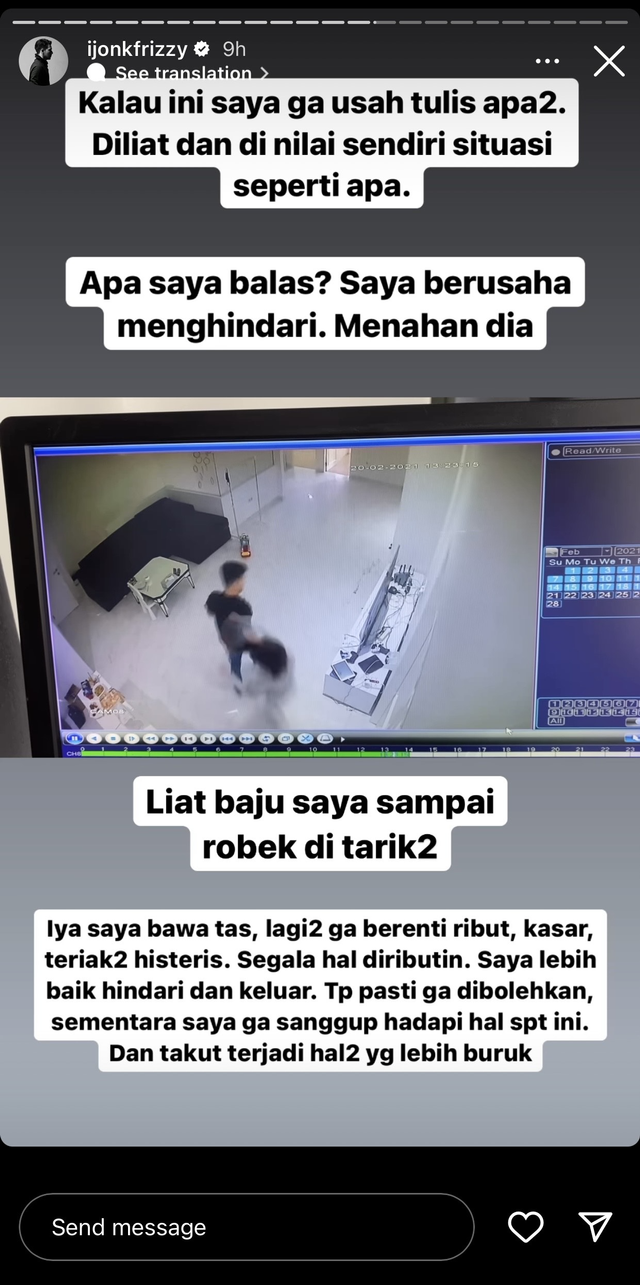Unggahan Jonathan Frizzy soal tindakan Dhena Devanka. Foto: Instagram @ijonkfrizzy