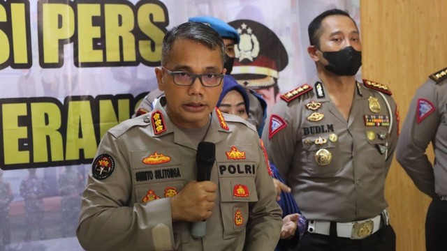 Kabid Humas Polda Banten, Kombes Pol Shinto Silitonga saat konferensi pers odong-odong maut di Serang, Rabu (27/7/2022). Foto: Dok. Istimewa