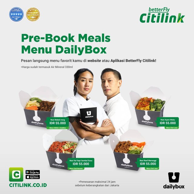 Kolaborasi Citilink dan Dailybox Group luncurkan menu khusus dalam penerbangan. Foto: dok.Dailybox