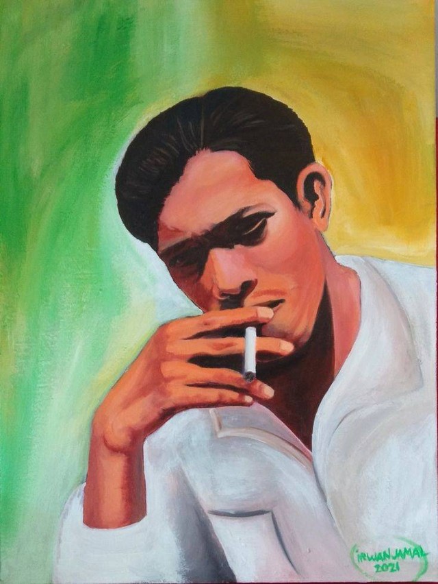 Lukisan Chairil Anwar. Foto Irwan Jamal/Pinterst