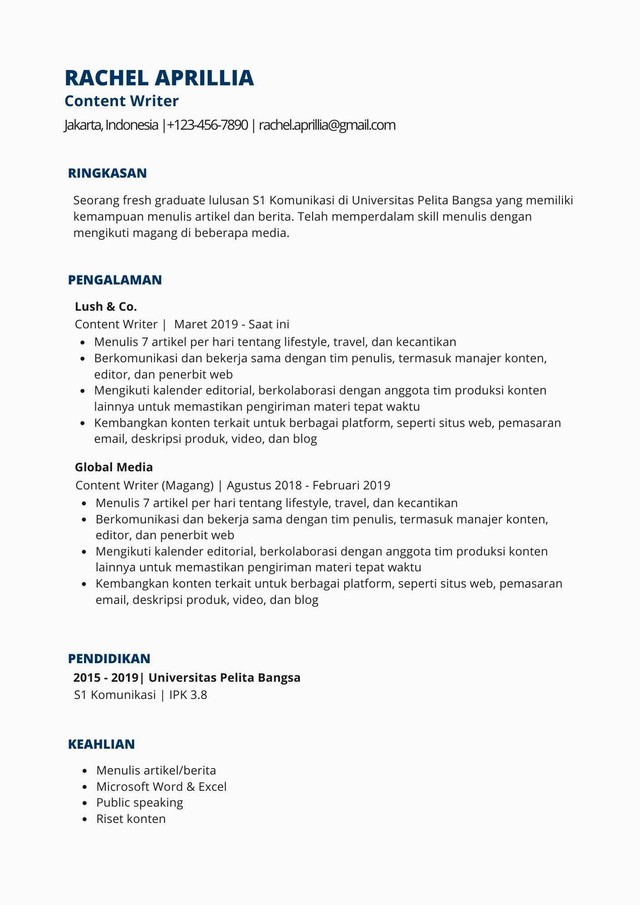 10 Contoh CV ATS Friendly Bahasa Indonesia Agar Cepat Dipanggil ...