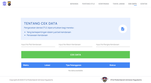 Cek Tilang Elektronik Jogjakarta. Foto: ETLE Polda DIY