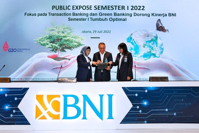 PT Bank BNI (Persero) Tbk menggelar paparan publik kinerja semester 1 2022.
 Foto: Dok. BNI
