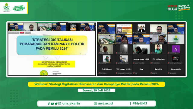 Webinar Strategi Digitalisasi Pemasaran dan Kampanye Politik dilakukan oleh MIKOM FISIP UMJ