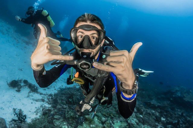 Cara Belajar Diving untuk Pemula yang Aman/Foto merupakan gambaran dari scuba diving. Sumber: Unsplash/Sebastian Pena Lambarri