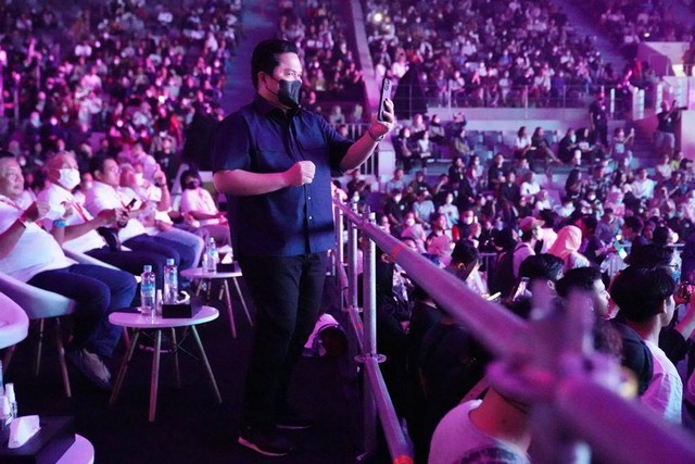 Menteri BUMN Erick Thohir menghadiri peluncuran Metanesia, ekosistem metaverse pertama di Indonesia milik PT Telkom Indonesia (Persero). Foto: Kementerian BUMN
