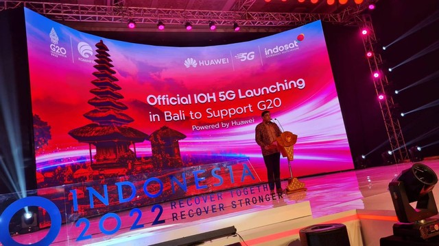 Director and Chief Operating Officer Indosat Ooredoo, Vikram Sinha, dalam peluncuran layanan 5G di Bali, Rabu (3/8).  Foto: Muhammad Fikrie/kumparan