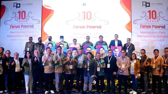 Sejumlah tokoh menghadiri acara 10 Tahun Forum Pemred di Raffles Jakarta, Jumat (5/8/2022). Foto: Iqbal Firdaus/kumparan