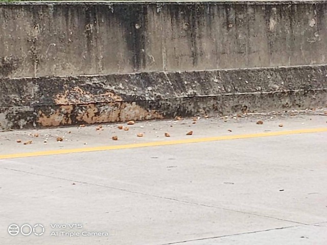 Mobil pecah kaca di Tol Sumatera KM 68-70 menuju Bakauheni. |Foto: ist