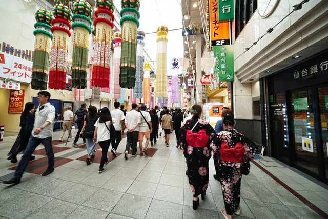 Tanabata Festival di pusat perbelanjaan Kota Sendai, Jepang. Foto: Ahmad Ariska/acehkini